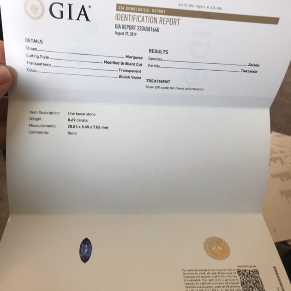 Tanzanite Diamond and Sapphire Ring GIA Certified - Picture 7 of 11